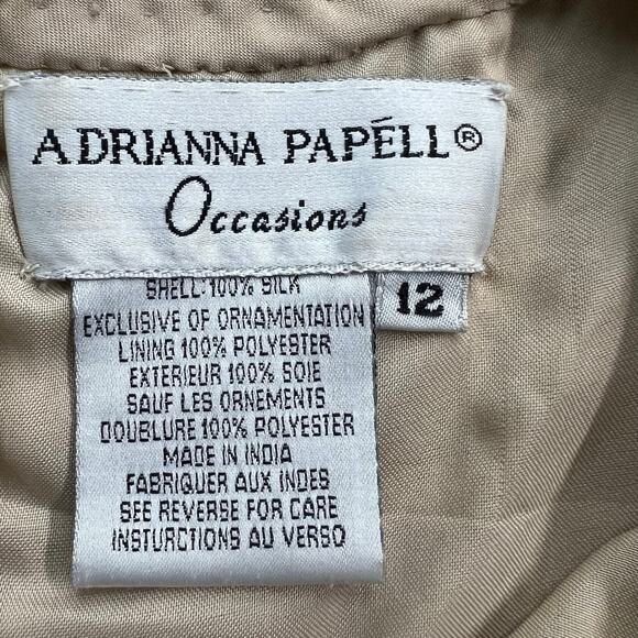 ADRIANNA PAPELL OCCASIONS 100% Silk Beaded Sleeveless Formal Top Size 12 - Picture 5 of 10